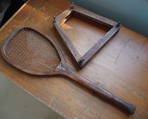 Antique HORACE PARTRIDGE CO. BOSTON Flat Top Bulbous Handle Wood Tennis Racquet