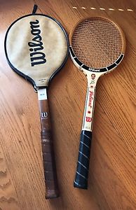 Lot Of 2 Vintage Tennis Racket Wood Racquets Wilson Chris Evert Jack Kramer Case