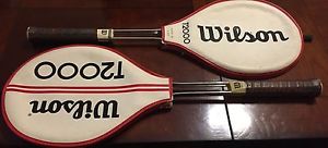 Vintage Wilson T2000 Long Grip Stainless Steel Tennis Rackets With Cover