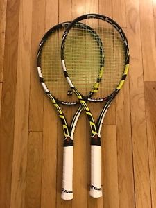 Babolat AeroPro Drive, 16x19, 4 3/8, 2015, 2 Raquets PLUS 1 Babolat Back Pack