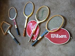 LOT of 5 Vintage Wood Tennis Racquets 3-Spalding 2-Wilson  King, Evert+ COLLECT!