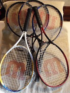 5 WILSON TENNIS RACKET - ALL in GOOD CONDITION - STRINGS INTACT - I108