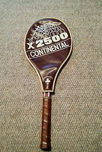 000 Vintage Continental X-2500 Tennis Racquet With Cover Case Clover Mid Competi