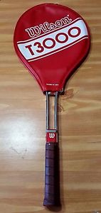VINTAGE WILSON T3000 STEEL CHROME TENNIS RACKET 4/1/2" LIGHT
