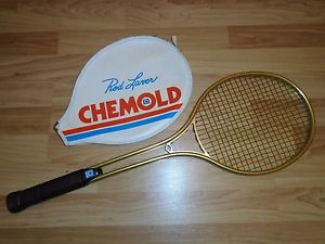 Vintage Chemold Rod Laver Tennis Racquet. 4 1/2 L. Metallic Gold (Steel).