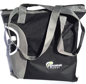 PICKLEBALL MARKETPLACE "Zipper Top" Tote Bag-New/Embroidered - Black & Grey