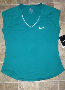 2 NikeCourt Pure Dri-FIT Tennis Tops~Nike Short Sleeve Shirt Tee~M Teal or White