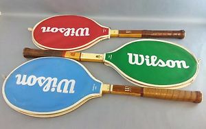 VTG RETRO 1970s 3pc Lot Wilson Chris Evert Jack Kramer Wood Tennis Racket Cover