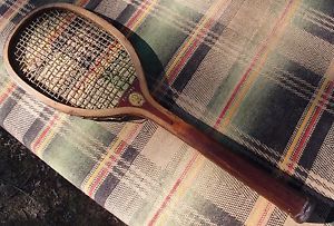 Fine Antique E.I. HORSMAN CO. NY "ECLIPSE" CONVEX WEDGE WOOD TENNIS RACQUET