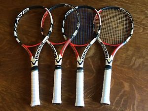 4 Babolat Aero Storm Cortex 98 head 4 3/8 grip Tennis Racquet and 4 Cases