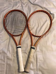 2x Pair Prince Pro Stock Experimental Orange Tennis Racket L4