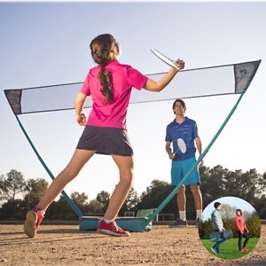 HY-013-B60 Portable Indoor Outdoor Badminton Net Set 2pc Racket Shuttlecock Case