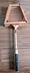 Spalding Trophy Vintage Wooden Badminton Racket with Press Set (2)