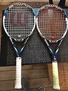 2 wilson juice 100s tennis racquets and bag