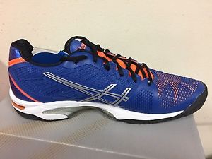 Asics Men's Gel Solution Speed 2 Tennis Shoe Blue/Flash Orange/Silver