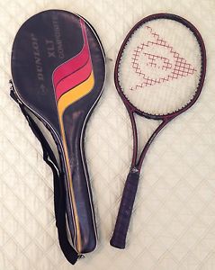 VINTAGE DUNLOP XLT COMPOSITE GRAPHITE TENNIS RACKET W/CASE 4 3/8 LEATHER "NICE"