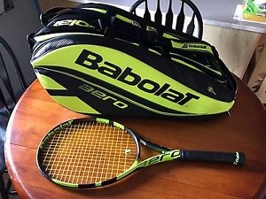 Babolat Pure Aero 4 3/8 w/12 Pack Bag Strung Pure Hurricane Tour 16 NM!