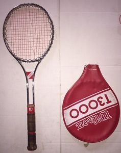 Vtg WILSON T3000 STEEL CHROME JIMMY CONNORS TENNIS RACKET w Cover 4-1/2" Medium