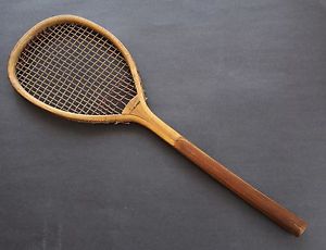 ANTIQUE LOPSIDED,TILTED, LAWN TENNIS RACKET BY P KING EDINBURGH