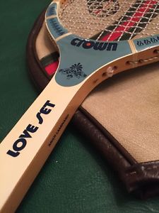 Vintage Crown  Love Set ABC Wide World of Sports Wooden Tennis Racquet, 1970s