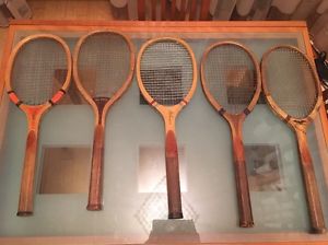 LOT OF 5 ANTIQUE COLLECTIBLE TENNIS RACKET 1900-1920s .GREAT PRICE,GOOD  CONDIT