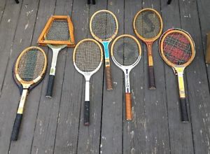 Large lot of 7 vintage tennis racquets wilson spalding great collection