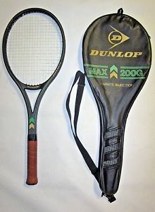 DUNLOP 200G MAX GRAPHITE JOHN MCENROE TENNIS RACQUET with CASE 4+1/2" L4 GRIP