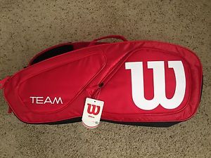 ***NEW*** WILSON Team II Red/White 6 Pack Tennis Bag
