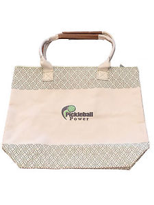 PICKLEBALL MARKETPLACE "Zipper Top" Tote Bag - Countryside Cotton - Natural/Lime