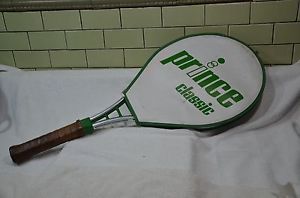 Vtg 1980's PRINCE CLASSIC ALUMINUM Tennis Racket w Original Cover Green 4 1/2