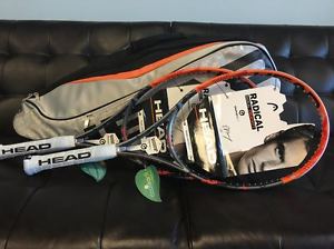 Head Radical S 4 1/4 Grip - Combo Package 2 Racquets and Head Team 6 Pack Bag