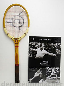 vintage 50s * DUNLOP Maxply Fort * England Laver/McEnroe racket in cover +poster