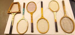 LOT of 6 Vintage Old Wood Tennis Rackets Wilson, black hawk,