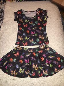 NEW Lotto Italian Sport Design Butterfly Print 2 Piece Tennis Skirt Set - Large
