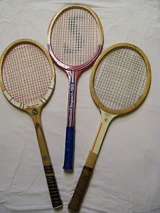 Vintage Lot of 3 Wooden Tennis Racquets Spalding/High Kore /Owen Davidison