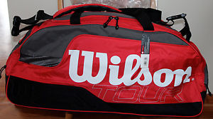 BRAND NEW WILSON TOUR LARGE TRAVEL CARRYING TENNIS RACQUET BAG RED MODEL Z6160