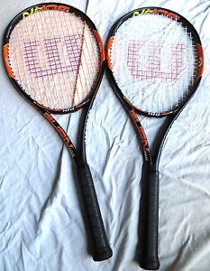 (2) Wilson Burn 100 Tennis Rackets STRUNG - BARELY USED - 16x19