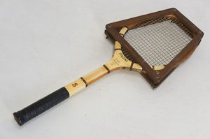 Vintage SPALDING Wood Tennis Racket Pancho Gonzales w/Press Free Ship 846v28