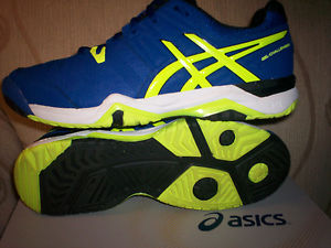 Asics Mens Gel Challenger 10 NIB Sz 8.5 Blue/Yellow/Onyx E504Y-4207 Tennis Shoe