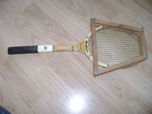 MacGregor "hampionship" Custom Crafted Wooden Tennis Racket & Wood Canvas Press