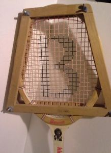 Billie Jean King Tennis Racket Bancroft  Wimbledon 4 1/2L Wooden Head Protector
