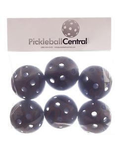 Midnight Indoor Pickleball - Black - 6 Balls