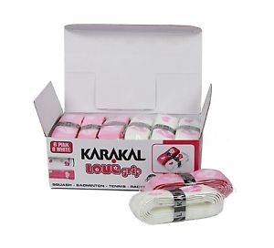 KARAKAL PU SUPER LOVE GRIP Prises 12x Rose Blanc Badminton Squash Tennis
