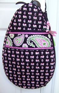 VERA BRADLEY TENNIS COVER TOTE ELEPHANT RACQUETBALL CARRIER RACQUET RACKET  NEW