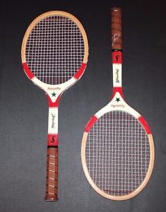 Vintage SPALDING Future Pro Wood Tennis Racquets Set of 2 All Original Very Nice