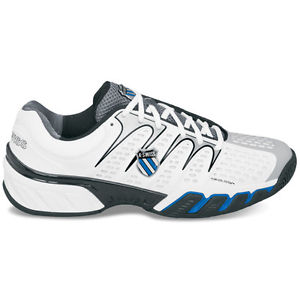 K-Swiss Men's Bigshot II Tennis Shoes-8-White/Gull Gray/Black/Brilliant Blue