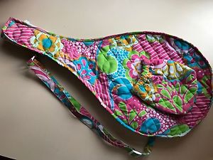 BRIGHT PINK & BLUE FLORAL QUILTED TENNIS RACQUET CARRYING CASE