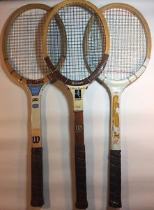Lot of 3 Vintage Wooden Tennis Raquets Wilson Rawlings Chris Evert.....
