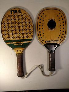 Vintage Marcraft wooden tennis beach paddleboard paddles - M-1 & Black Beauty NR