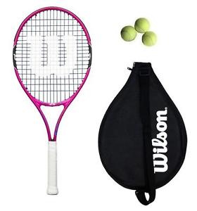 Wilson Quemador Rosa 25 Raqueta De Tenis Junior + 3 pelotas de tenis